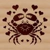 Free Vector Crab Design with Heart Elements A simple illustration of a crab with love hearts, featuring vector design elements for various uses.