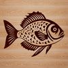 A colorful illustration of a freshwater fish, specifically a Crappie, with distinctive markings.