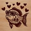 Crappie Love Artwork Close-up illustration of a crappie fish with hearts surrounding its body