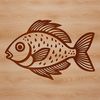 Decorative Crappie Design A detailed illustration of a freshwater fish with a rounded body and long dorsal fin.