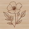 A close-up illustration of a single wild flower with petals and center details.