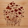 Beautiful Wildflower Illustration with Love Hearts A stylized illustration of a wild flower with love hearts surrounding the center.