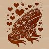 A green wild animal with love hearts on its face, suitable for vector design projects.