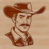 SVG design of a rugged cowboy character, ideal for use with digital tools such as Procreate or Illustrator.