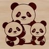Beautiful Panda Silhouette Clipart A black and white illustration of a panda, highlighting the animal's distinctive markings and fur texture.