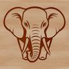 Profile Elephant Silhouette A simple line drawing illustration of a standing African elephant in profile.