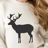 A simple silhouette of a wild animal, a deer, against a blank background.