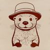 A digital illustration of a wild animal otter in a natural habitat.