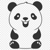 Giant Panda Illustration A black and white illustration of a giant panda in a natural environment, suitable for vector art.