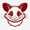 Wildlife Illustration - Possum Portrait A small to medium-sized marsupial with pointed snout and prehensile tail.