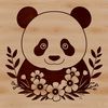 Adorable Panda in the Wild A black and white illustration of a panda in a natural habitat surrounded by foliage.