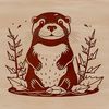 An illustration of a wild animal otter in a natural environment with floral elements.