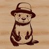 A wildlife illustration of a playful otter in its natural habitat.