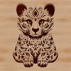 Stylish Bear Design Free SVG A stylized, ornate illustration of a bear sitting comfortably in a natural setting.