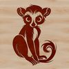 A colorful illustration of a small primate, a lemur, in a natural habitat setting.