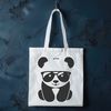 Stylish Panda Silhouette A black-and-white illustration of a panda wearing sunglasses, suitable for vector graphics.