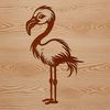 Vector illustration of a flamingo bird standing on one leg in a natural setting.
