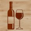 Silhouette of a wine glass with liquid inside, isolated on a white background.