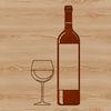 An editable vector graphic of a wine bottle and glass set against a blank white background.