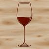 A single glass of red wine on a table, with a subtle background texture.