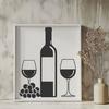 A beautiful wine design for craft projects A wine bottle with a glass held up to it, representing a drink.
