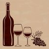 A simple, stylized illustration of a glass filled with red wine.