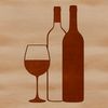 A detailed illustration of a wine glass on a table next to a bottle, suitable for vector art design.