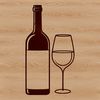 Illustrated glass holding a bottle of wine for graphic design projects.