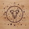 Gothic Zodiac Decorations and Art Ornate illustration of a witchcraft symbol, suitable for Halloween decorations or zodiac-inspired designs.