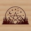 Pentagram Illustration for Halloween Decorations A pentagram-adorned illustration of witchcraft symbolism, suitable for Halloween decorations.