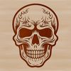 Gothic Witchcraft Design with Skull Ornate witchcraft design featuring a stylized skull within a gothic frame.