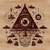 A detailed illustration of a witchcraft symbol, featuring an ornate design with mystical elements.