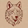 Simple Wolf Clip Art SVG Image A wolf's head illustrated in simple lines, suitable for crafting or design projects.