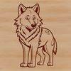 A free-standing wolf illustration with intricate details, suitable for various design projects.