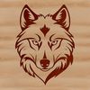 An illustration of a wolf's head in vector format.