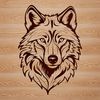 Free SVG Vector Art Wolf Design A detailed illustration of a wild animal's head, featuring the distinct facial features of a wolf.