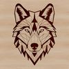Free SVG Clip Art Wolf Head Design A detailed illustration of a wild animal's head, specifically a wolf, suitable for vector art projects.