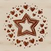 A stylized star design featuring interconnected love hearts, suitable for festive holiday decorations or designs.