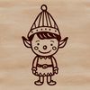 A small Christmas elf standing in a festive holiday setting, depicted as a vector graphic.