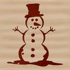 A winter season snowman character made from stacked blocks of snow.
