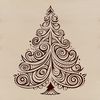 A stylized, ornate Christmas tree illustration with greenery and ornaments, suitable for digital crafting.