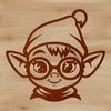 Merry Christmas Elf Character in Glasses A small Christmas elf character wearing glasses, perfect for decorating or crafting projects.