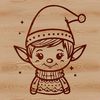 Jolly Holiday Elf Illustration A small, bearded Christmas elf with a red hat and green coat, illustrated in vector format.