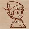 Festive Holiday Elf Illustration A cartoon Christmas elf in festive red and green attire, suitable for holiday decorations or crafts.