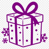 A digital vector illustration of a wrapped gift with a bow.
