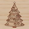 An ornate, digital illustration of a traditional Christmas tree with branches and ornaments.