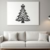 A minimalist vector illustration of a Christmas tree with ornaments and decorations.