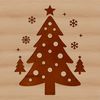 A stylized Christmas tree graphic with intricate details suitable for digital design and crafting projects.