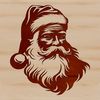 A traditional illustration of Santa Claus with a jolly head and festive attire, perfect for Christmas decorations.