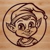 Christmas Elf Character SVG Icon A small, mischievous-looking Christmas elf character with a pointed hat.